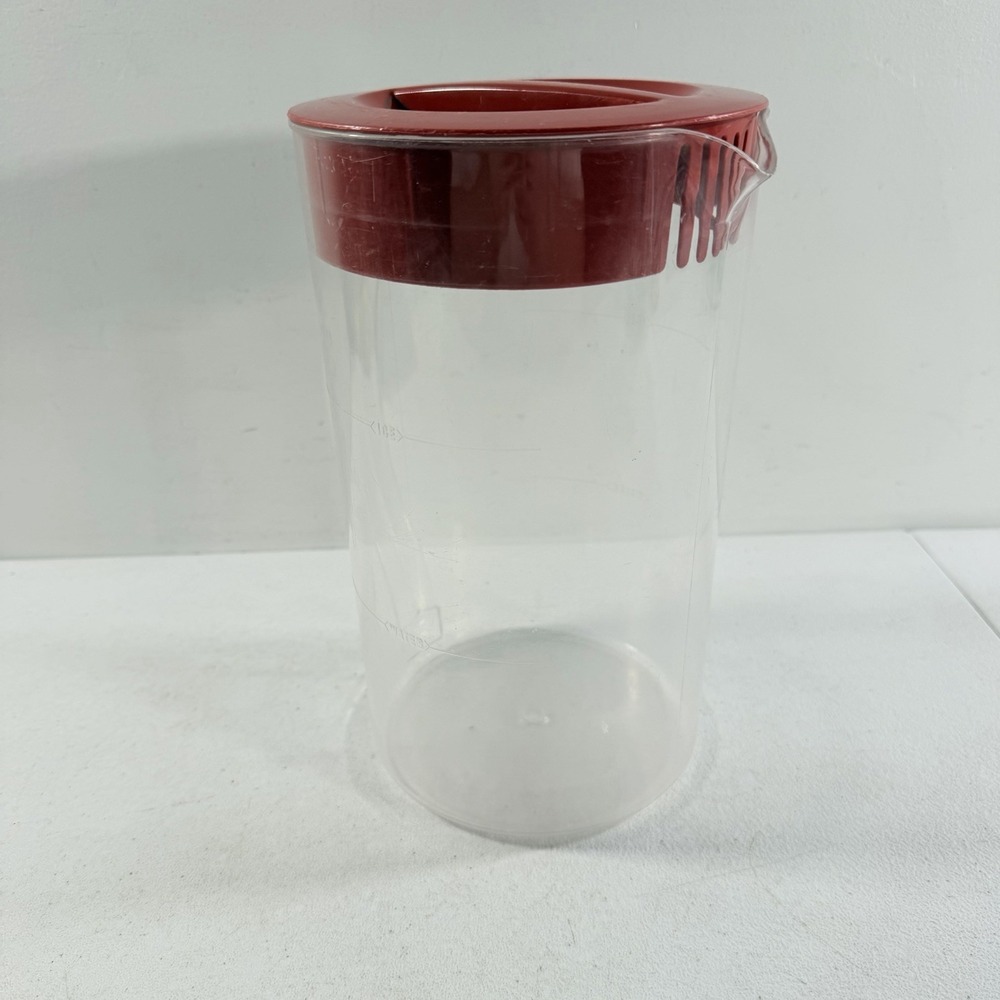 Mr. Coffee Iced Tea Maker Replacement 2 Quart Clear Pitcher W/ Red Lid